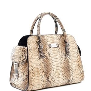 Michael Kors Gia Python Satchel Bag, Desert